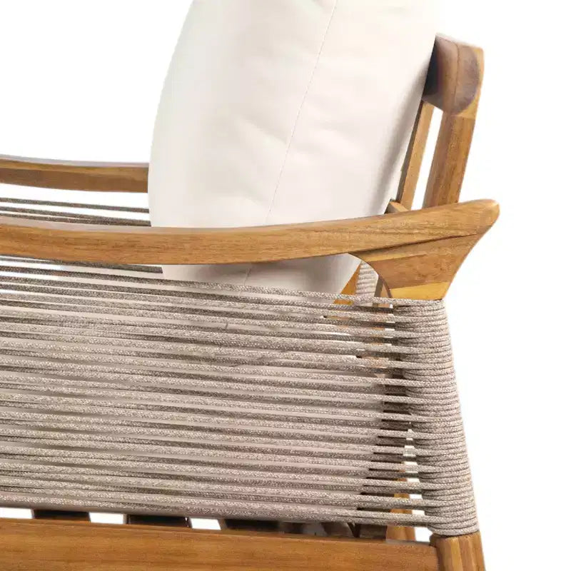 Christopher Knight Home Fauteuil de jardin Amos en corde tressée et bois d'acacia avec coussin épais