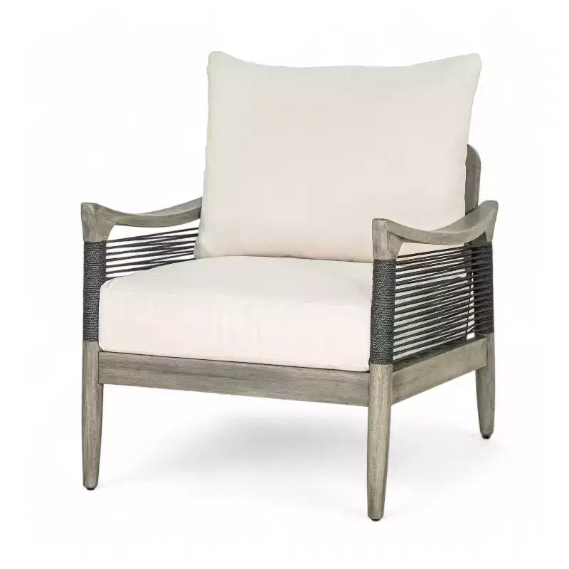 Christopher Knight Home Fauteuil de jardin Amos en corde tressée et bois d'acacia avec coussin épais
