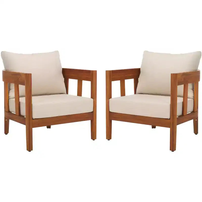 Owen Patio Chair Indoor/Outdoor (Set of 2) - PAT7085 - Natural/Taupe - Safavieh