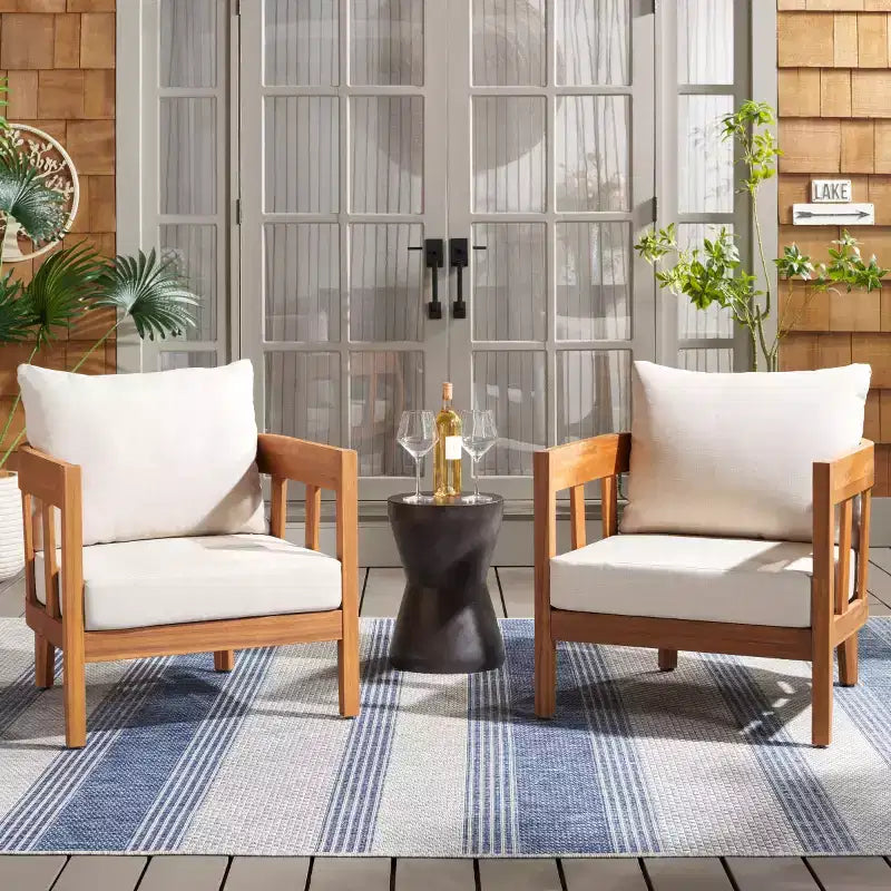 Chaise de patio Owen intérieur/extérieur (ensemble de 2) - PAT7085 - Naturel/Gris tourterelle - Safavieh