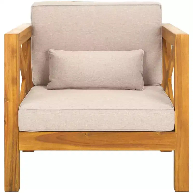 Crewe Chair W/ Cushions Indoor/Outdoor - PAT7323 - Natural/Light Grey - Safavieh
