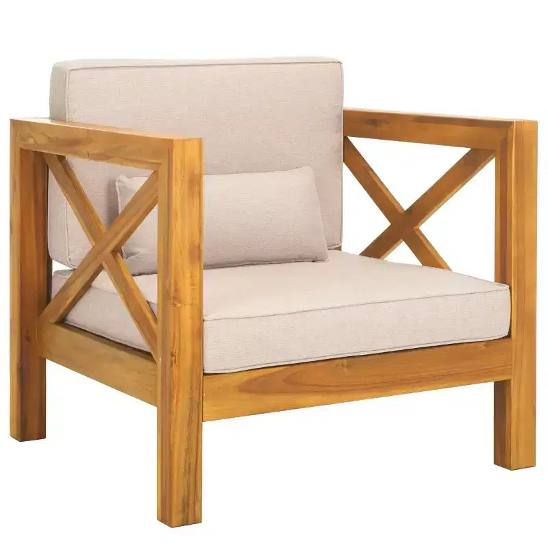 Chaise Crewe avec coussins intérieur/extérieur - PAT7323 - Naturel/Gris clair - Safavieh