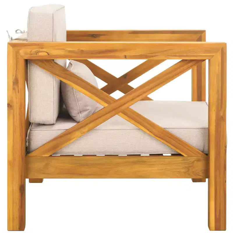 Chaise Crewe avec coussins intérieur/extérieur - PAT7323 - Naturel/Gris clair - Safavieh