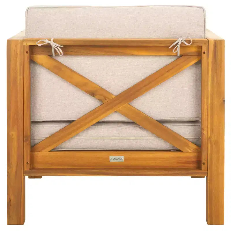 Chaise Crewe avec coussins intérieur/extérieur - PAT7323 - Naturel/Gris clair - Safavieh