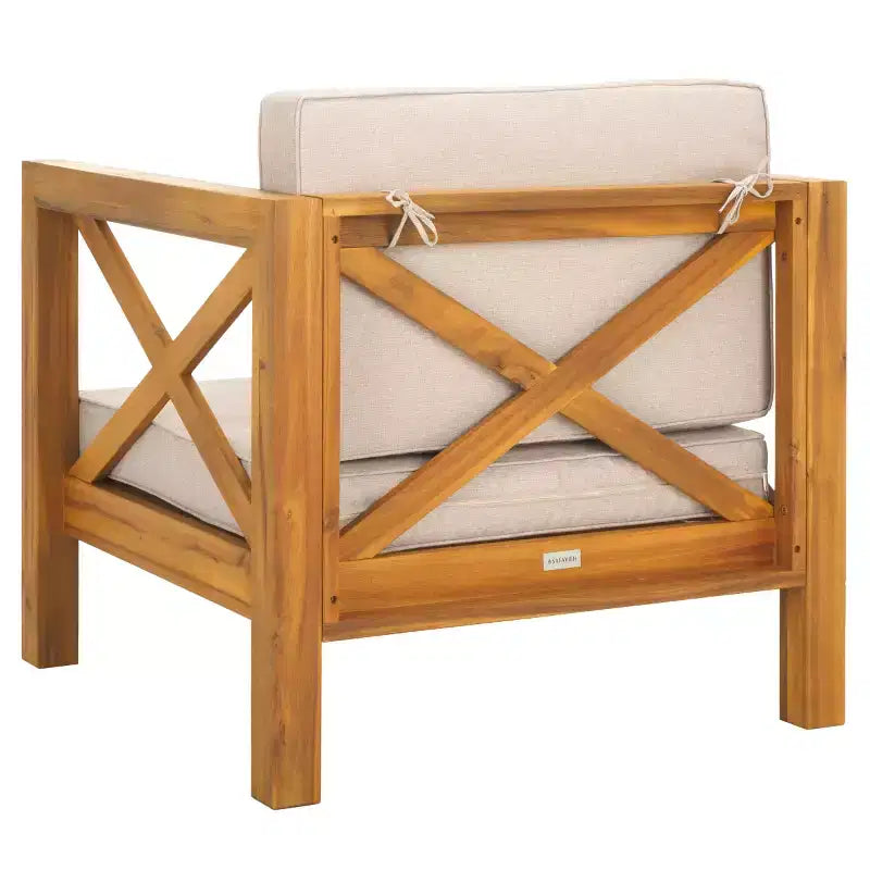 Chaise Crewe avec coussins intérieur/extérieur - PAT7323 - Naturel/Gris clair - Safavieh