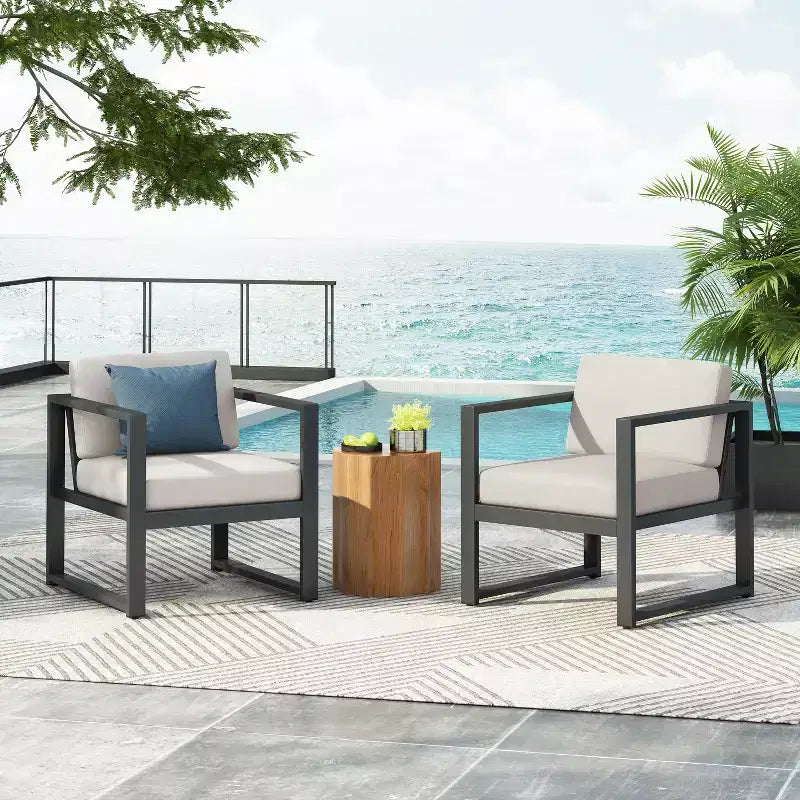 Fauteuil de jardin en aluminium avec coussins Navan Christopher Knight Home