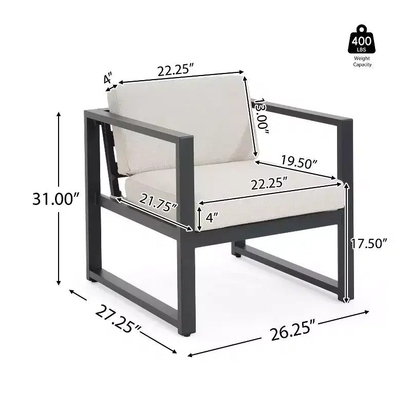 Fauteuil de jardin en aluminium avec coussins Navan Christopher Knight Home