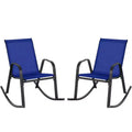 Costway 2/4 PCS Patio Rocking Chair Heavy-Duty Metal Rocker Outdoor Anti-Slip Navy
