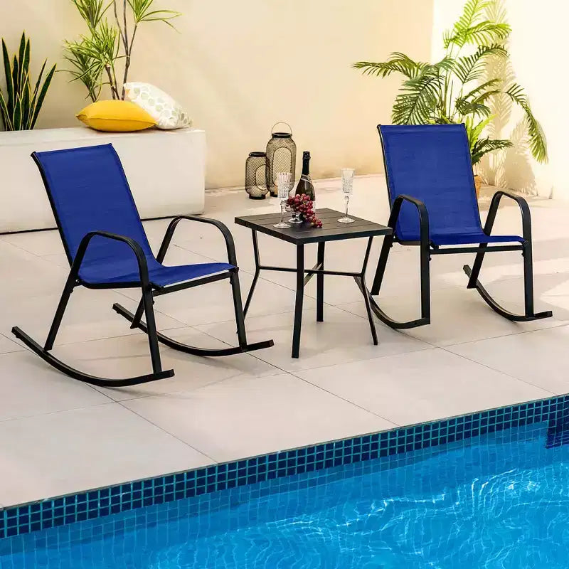 Chaise à bascule de patio Costway 2/4 PCS, bascule en métal robuste, antidérapante, bleue marine, pour l'extérieur