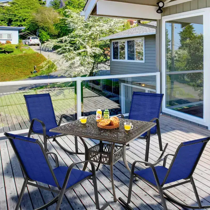 Chaise à bascule de patio Costway 2/4 PCS, bascule en métal robuste, antidérapante, bleue marine, pour l'extérieur