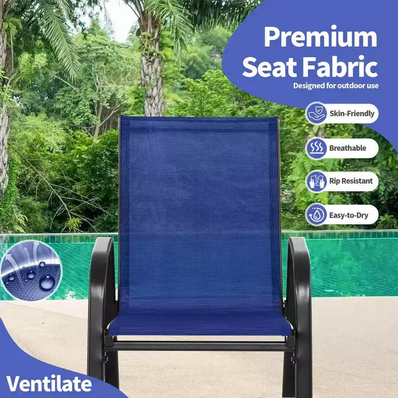 Chaise à bascule de patio Costway 2/4 PCS, bascule en métal robuste, antidérapante, bleue marine, pour l'extérieur