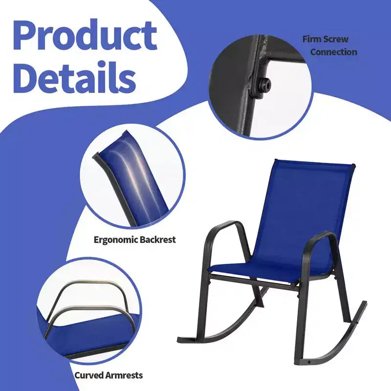 Chaise à bascule de patio Costway 2/4 PCS, bascule en métal robuste, antidérapante, bleue marine, pour l'extérieur