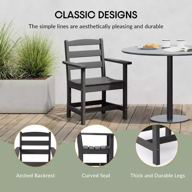 Chaise de salle à manger classique avec accoudoirs WestinTrends Ashore Outdoor en PEHD, blanc