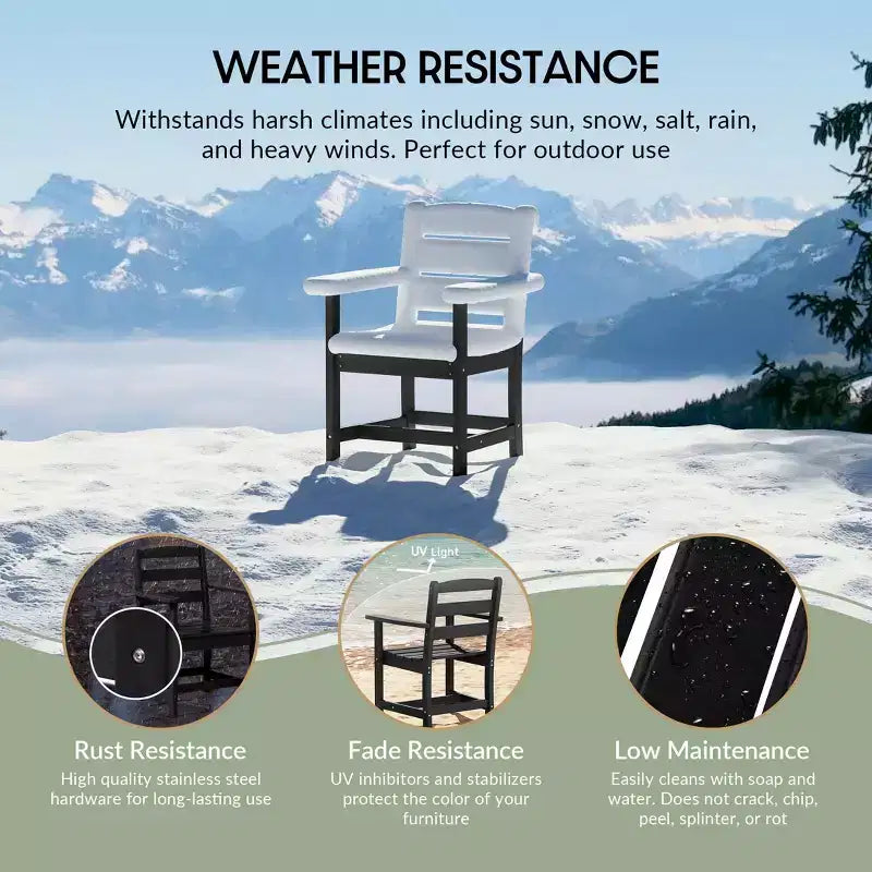 Chaise de salle à manger classique avec accoudoirs WestinTrends Ashore Outdoor en PEHD, blanc