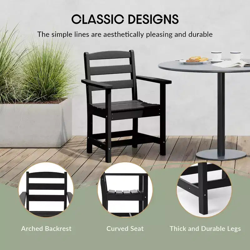 Chaise de salle à manger classique avec accoudoirs WestinTrends Ashore Outdoor en PEHD, blanc