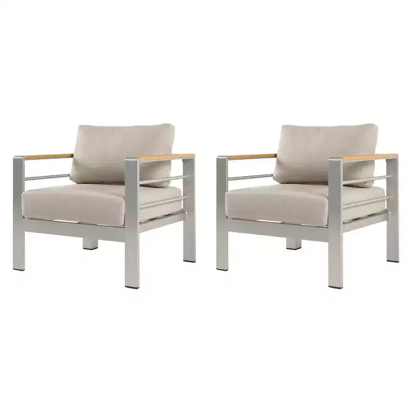 Christopher Knight Home Therone Patio Aluminum Club Chair with Cushions, Silver/Beige