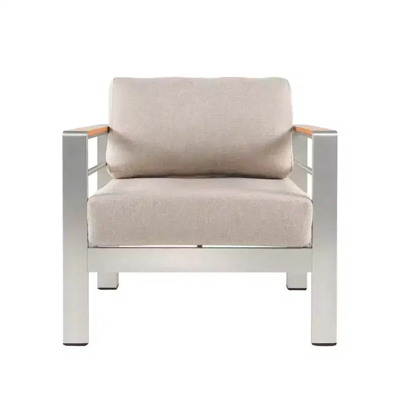Fauteuil de jardin Christopher Knight Home Therone en aluminium avec coussins, argent/beige