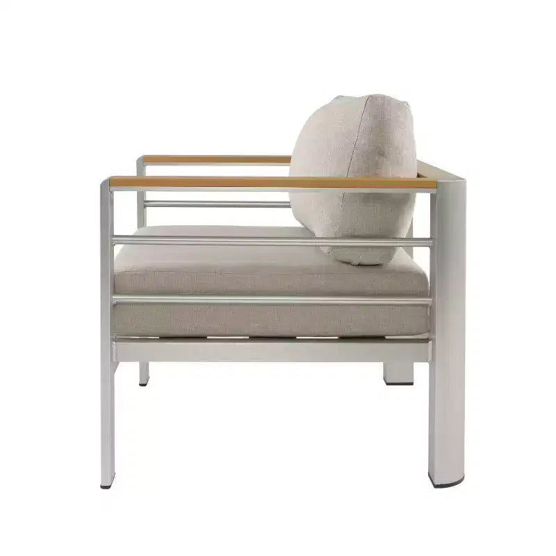 Fauteuil de jardin Christopher Knight Home Therone en aluminium avec coussins, argent/beige