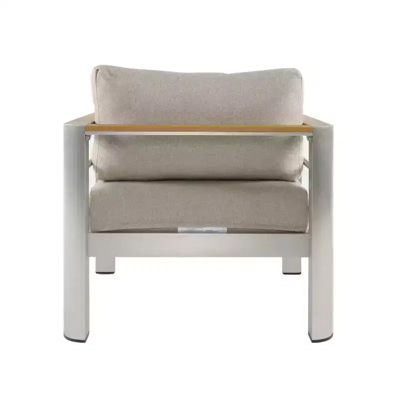 Fauteuil de jardin Christopher Knight Home Therone en aluminium avec coussins, argent/beige