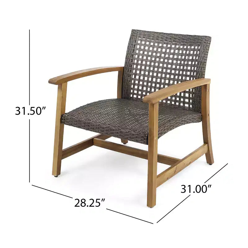GDFStudio Savannah Chaises de club d'extérieur en bois d'acacia et osier (Lot de 2)