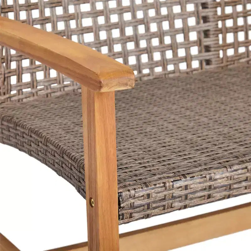 GDFStudio Savannah Chaises de club d'extérieur en bois d'acacia et osier (Lot de 2)