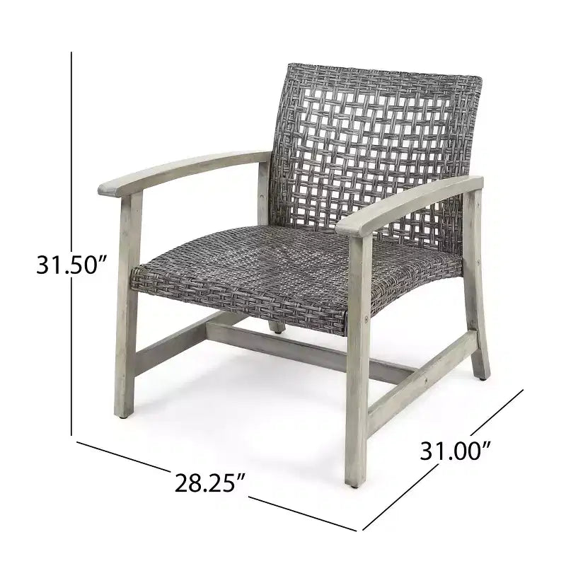 GDFStudio Savannah Chaises de club d'extérieur en bois d'acacia et osier (Lot de 2)