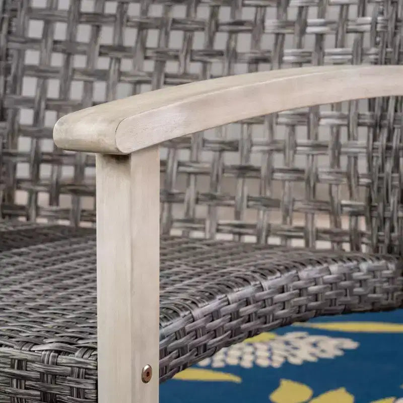 GDFStudio Savannah Chaises de club d'extérieur en bois d'acacia et osier (Lot de 2)