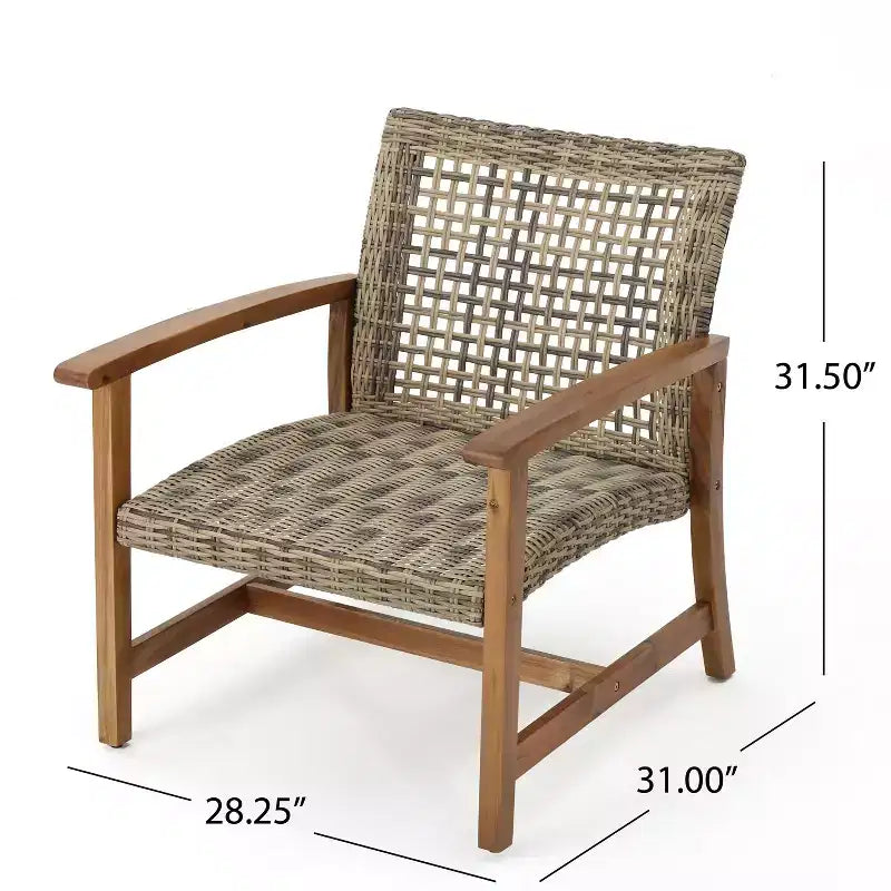 GDFStudio Savannah Chaises de club d'extérieur en bois d'acacia et osier (Lot de 2)