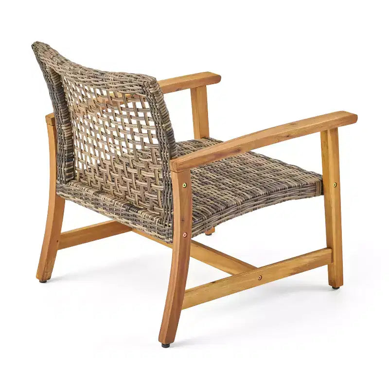 GDFStudio Savannah Chaises de club d'extérieur en bois d'acacia et osier (Lot de 2)