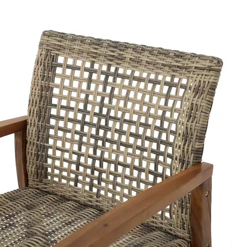 GDFStudio Savannah Chaises de club d'extérieur en bois d'acacia et osier (Lot de 2)