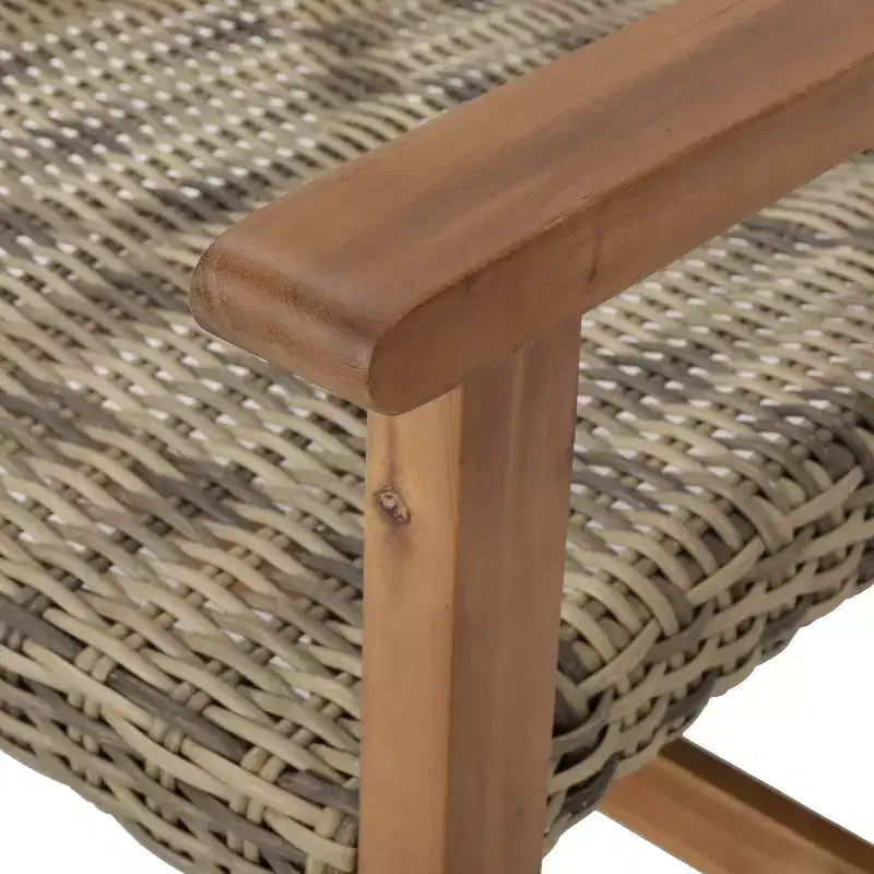GDFStudio Savannah Chaises de club d'extérieur en bois d'acacia et osier (Lot de 2)