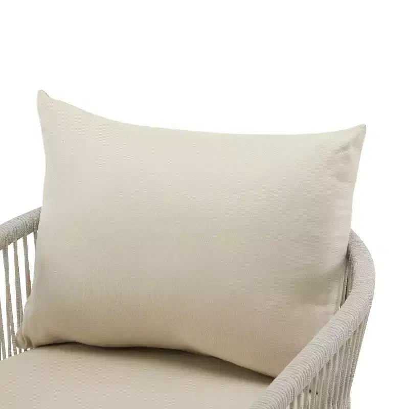 Fauteuil de patio 24W avec dossier incurvé, confort coussiné et design élégant en corde tressée, aluminium, beige+naturel/gris - ModernL