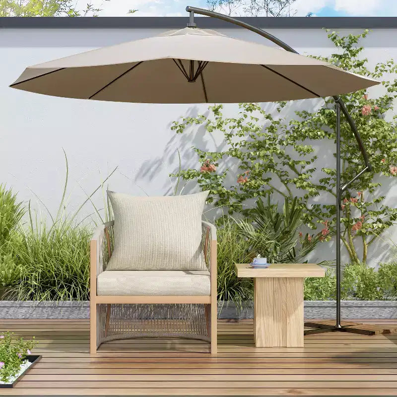 Fauteuil de patio 24W avec dossier incurvé, confort coussiné et design élégant en corde tressée, aluminium, beige+naturel/gris - ModernL