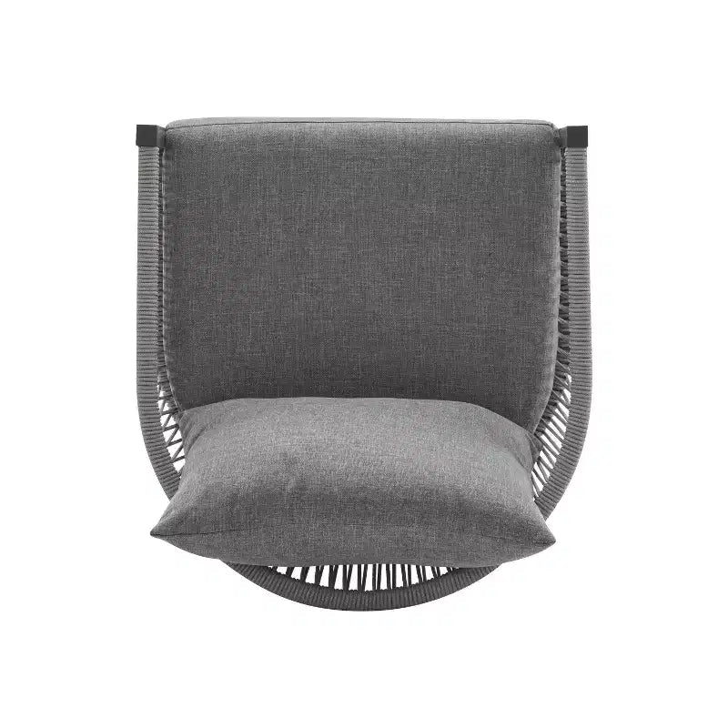 Fauteuil de patio 24W avec dossier incurvé, confort coussiné et design élégant en corde tressée, aluminium, beige+naturel/gris - ModernL