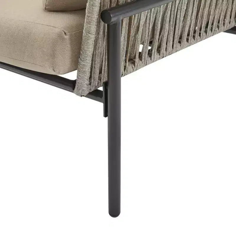 Chaise d'appoint de patio 26W, chaise longue, fauteuil avec coussins confortables et design tressé élégant, aluminium, gris/argent&blanc-ModernLuxe