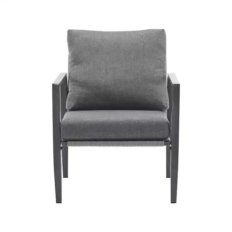 Chaise d'appoint de patio 26W, chaise longue, fauteuil avec coussins confortables et design tressé élégant, aluminium, gris/argent&blanc-ModernLuxe