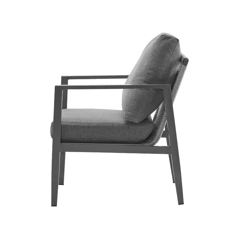 Chaise d'appoint de patio 26W, chaise longue, fauteuil avec coussins confortables et design tressé élégant, aluminium, gris/argent&blanc-ModernLuxe