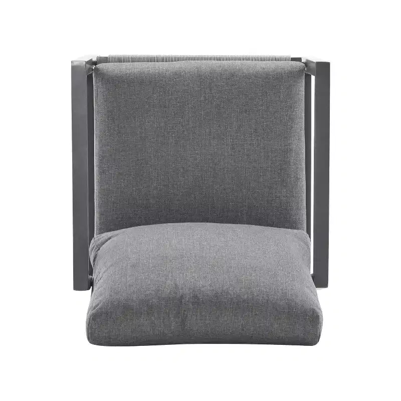 Chaise d'appoint de patio 26W, chaise longue, fauteuil avec coussins confortables et design tressé élégant, aluminium, gris/argent&blanc-ModernLuxe