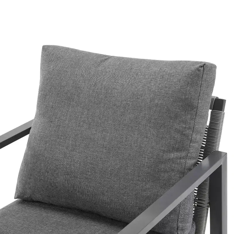 Chaise d'appoint de patio 26W, chaise longue, fauteuil avec coussins confortables et design tressé élégant, aluminium, gris/argent&blanc-ModernLuxe