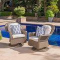Christopher Knight Home Liam Outdoor Wicker Swivel Club Chairs with Cushions (Set of 2)