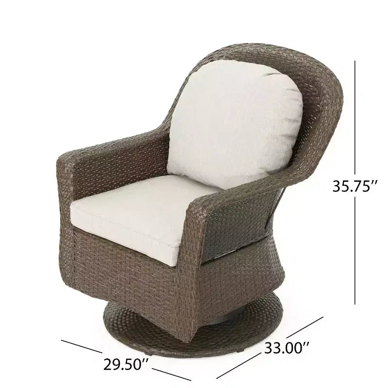 Fauteuils de club pivotants d'extérieur en osier Christopher Knight Home Liam avec coussins (lot de 2)