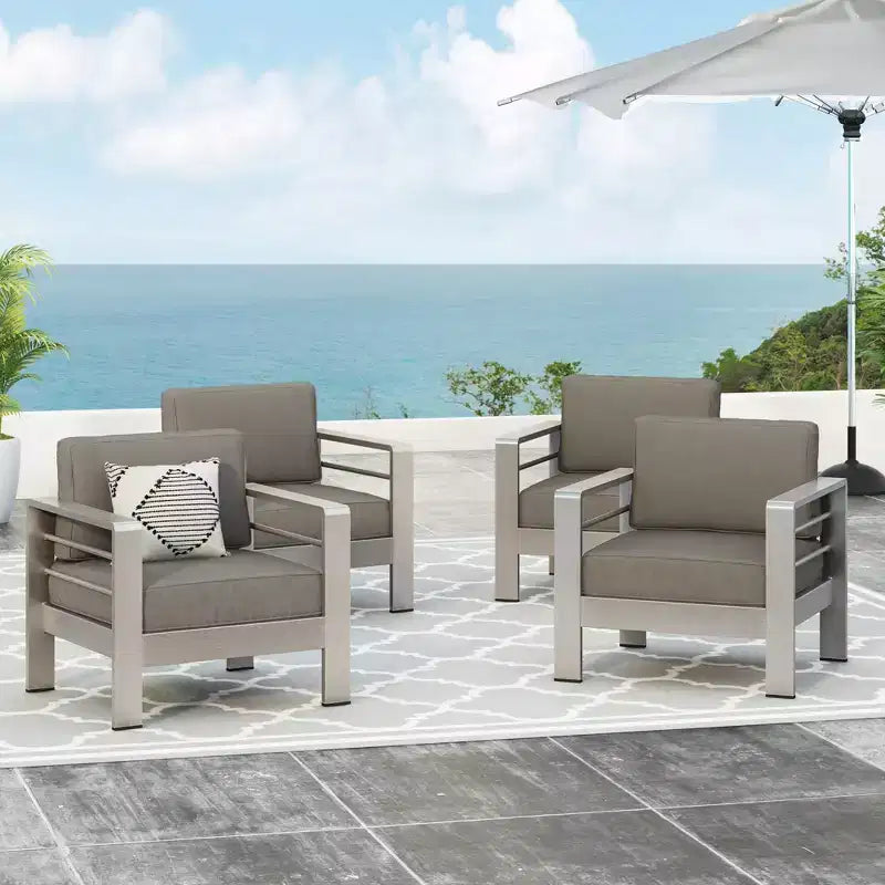 Christopher Knight Home Miller Fauteuils de jardin en aluminium avec coussins (lot de 4)