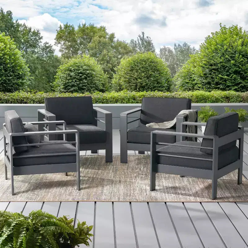 Christopher Knight Home Miller Fauteuils de jardin en aluminium avec coussins (lot de 4)