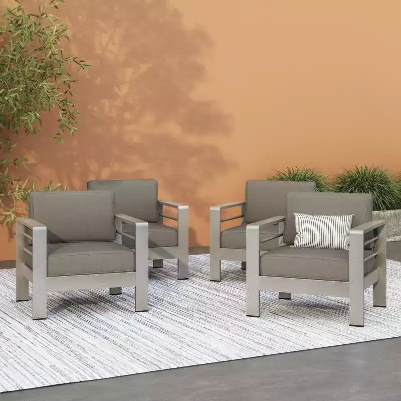 Christopher Knight Home Miller Fauteuils de jardin en aluminium avec coussins (lot de 4)