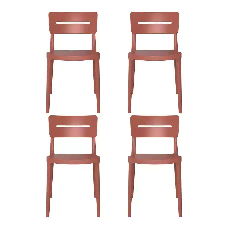 WestinTrends Playa Outdoor Modern Stackable Plastic Patio Dining Chairs (Set of 4), Red