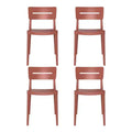 WestinTrends Playa Outdoor Modern Stackable Plastic Patio Dining Chairs (Set of 4), Red
