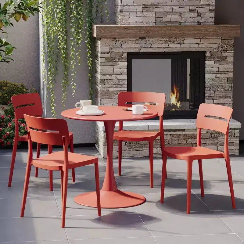 WestinTrends Playa Chaises de salle à manger modernes empilables en plastique pour l'extérieur (lot de 4), rouges