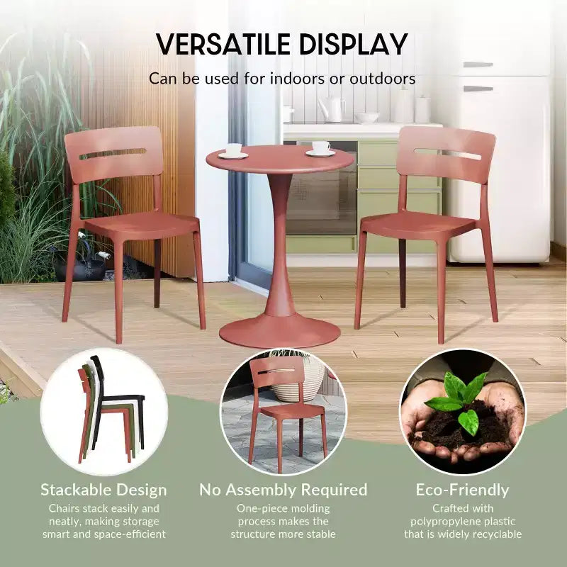 WestinTrends Playa Chaises de salle à manger modernes empilables en plastique pour l'extérieur (lot de 4), rouges