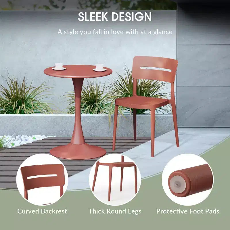 WestinTrends Playa Chaises de salle à manger modernes empilables en plastique pour l'extérieur (lot de 4), rouges