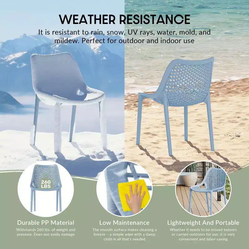 WestinTrends Chaises de salle à manger modernes empilables en plastique Playa (Lot de 2)